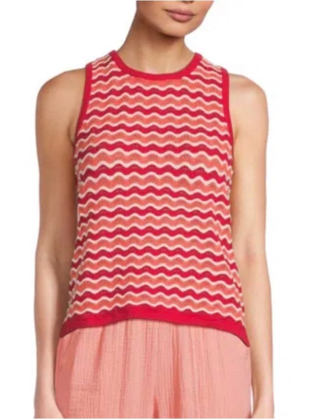 MARINE LAYER Women's Fay Swirl Sweater Vest In Red & Pink Medium